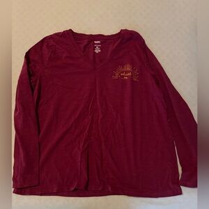 Sonoma Maroon V-Neck Tee with Gold Detail